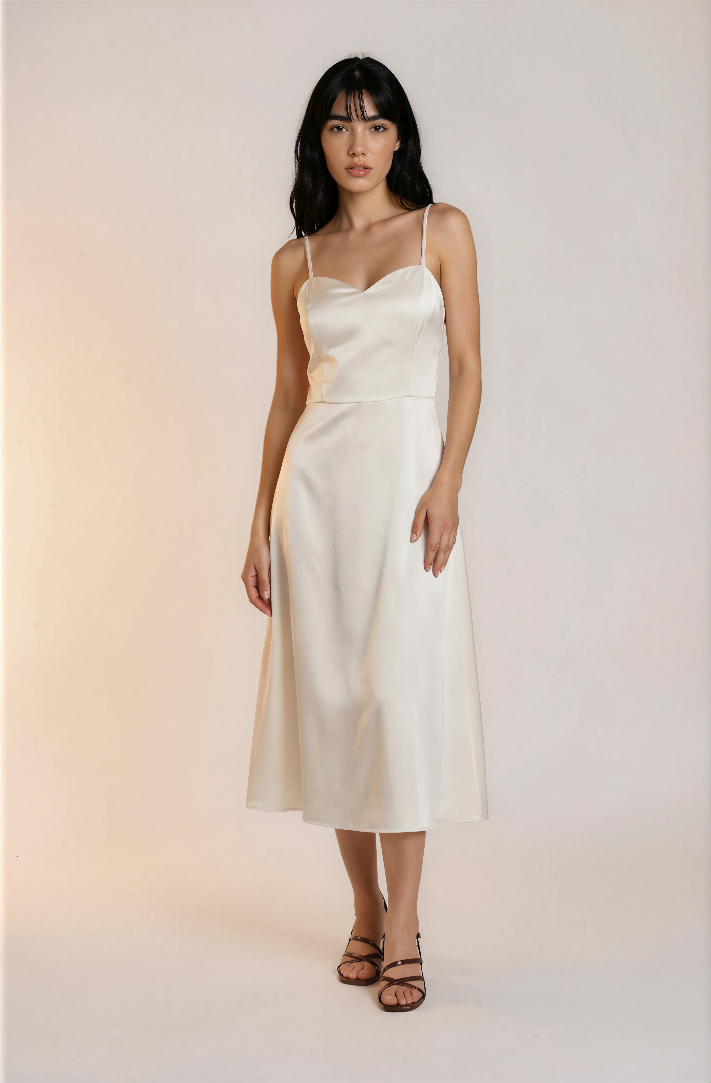 Ivory Satin Midi Dress | Change Theory UAE.