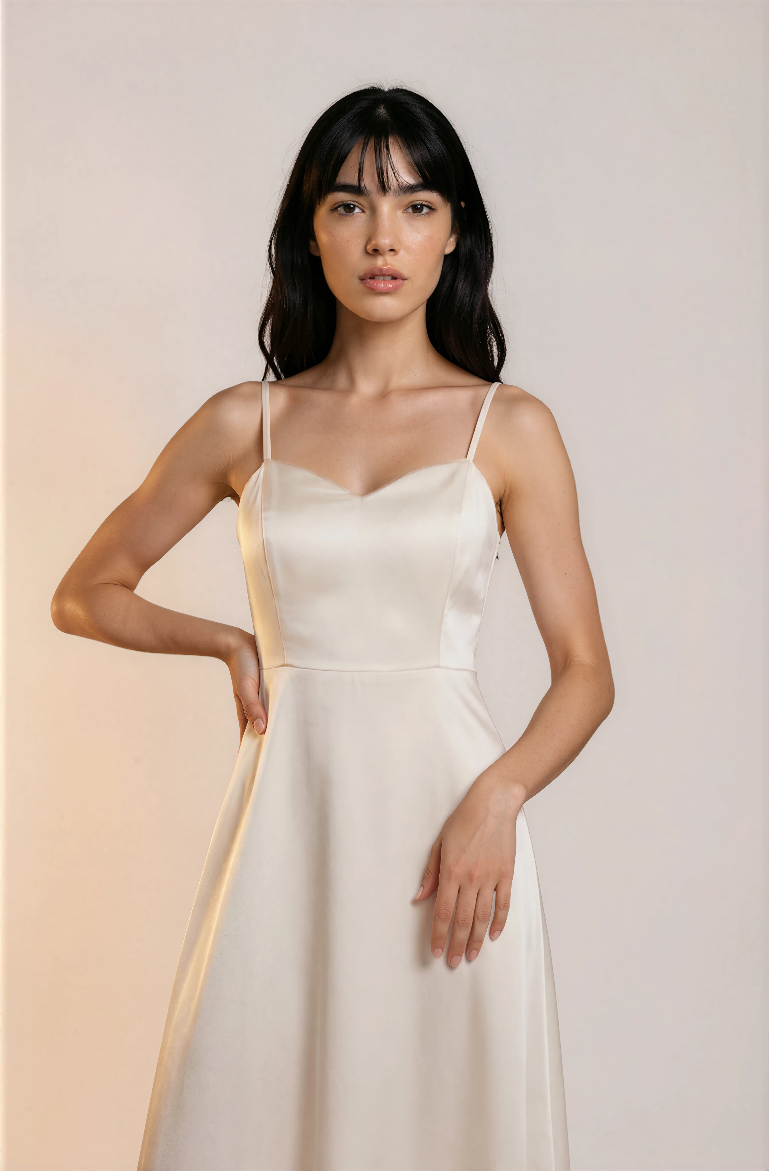 Ivory Satin Midi Dress | Change Theory UAE.