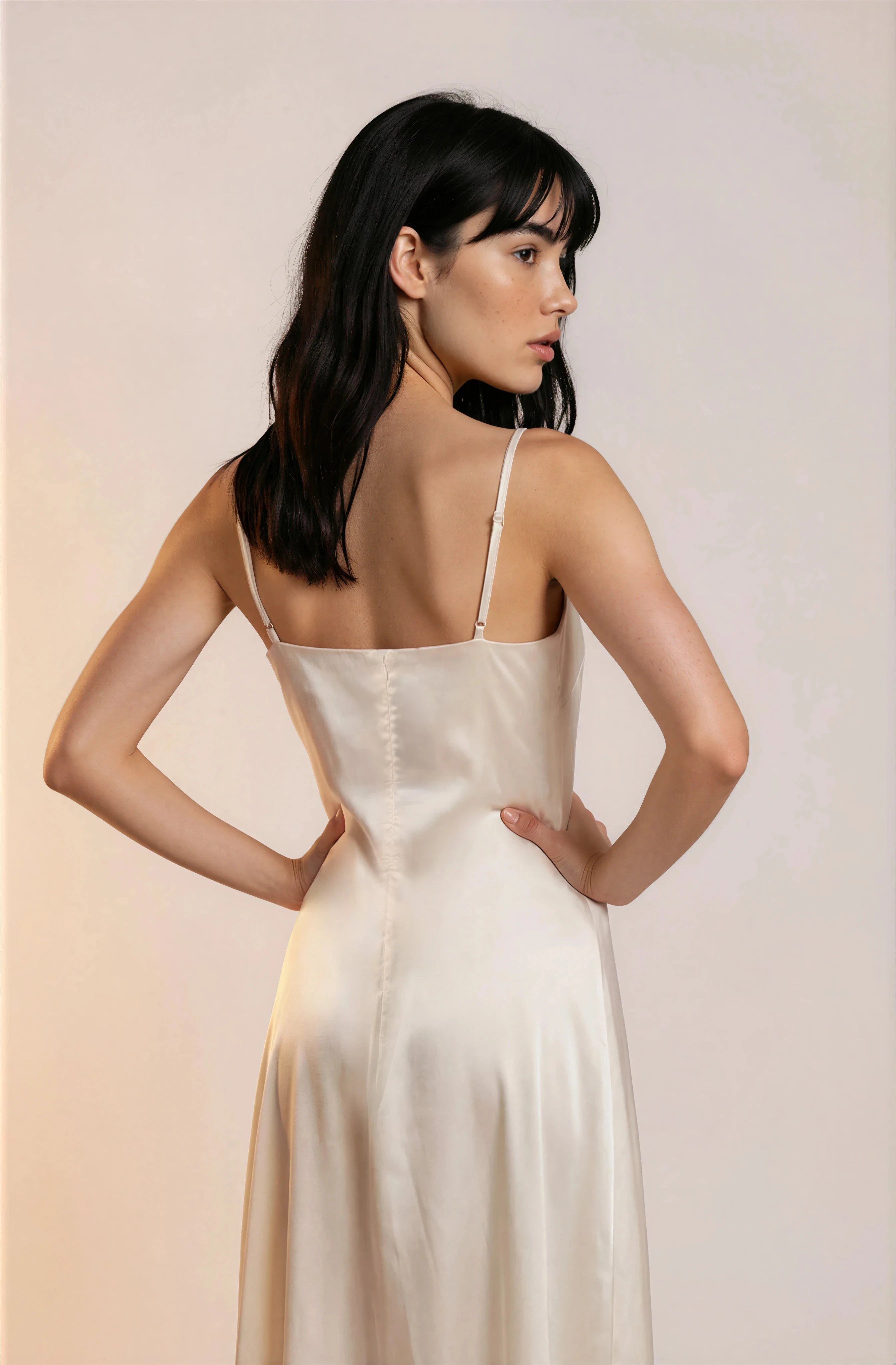 Ivory Satin Midi Dress | Change Theory UAE.