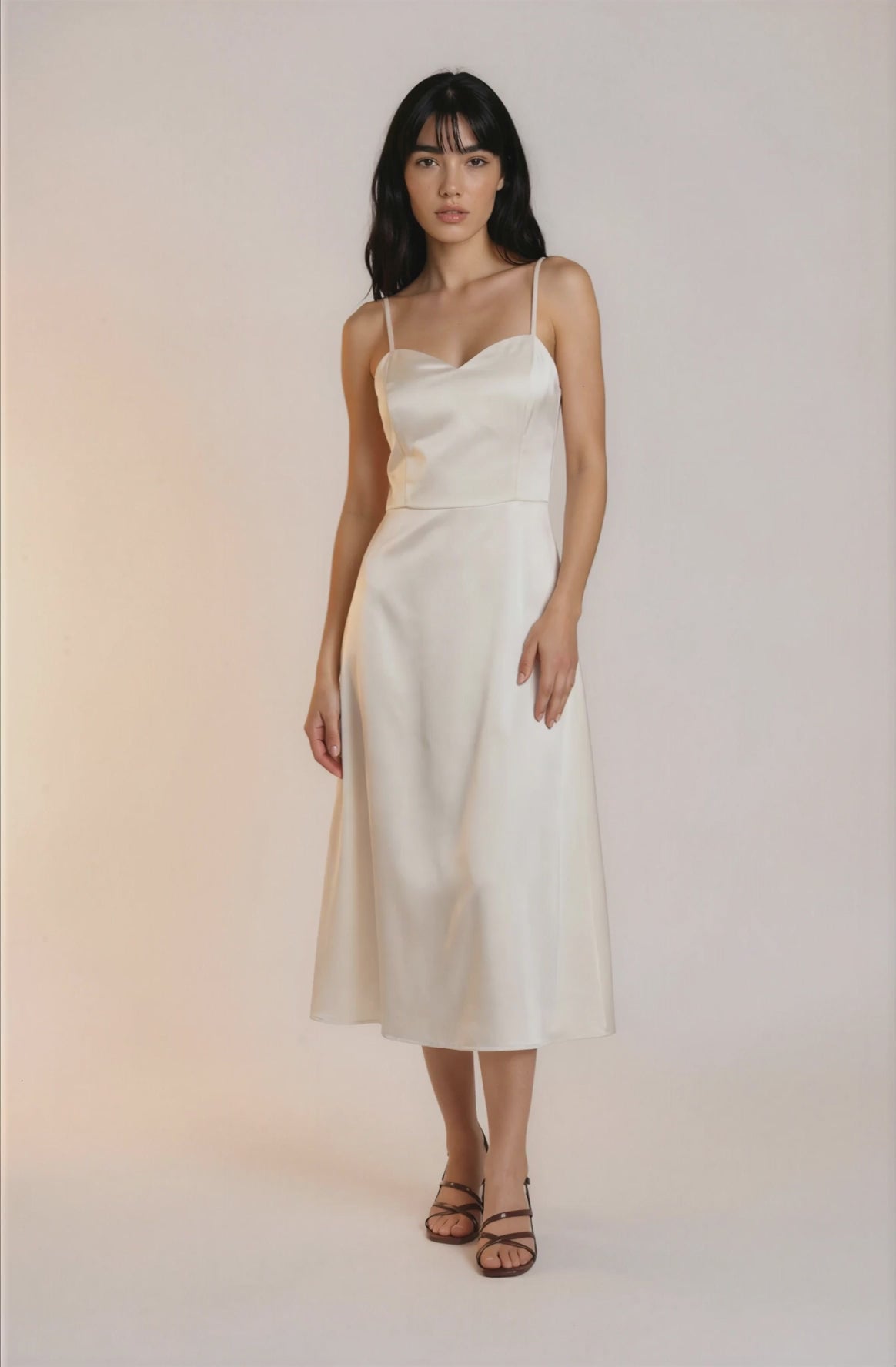 Ivory Satin Midi Dress | Change Theory UAE.